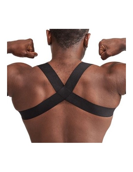 Harnais Élastique X-Back Noir-Bleu | FetishXplore
