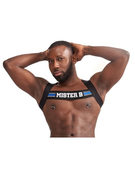 Harnais Élastique X-Back Noir-Bleu | FetishXplore