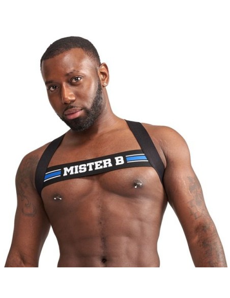 Harnais Élastique X-Back Noir-Bleu | FetishXplore