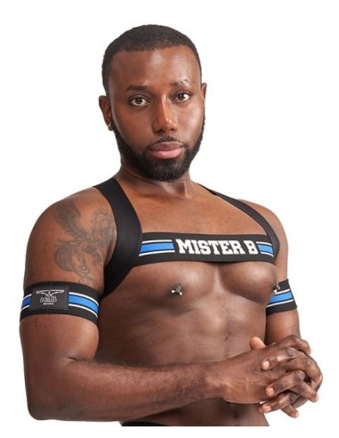 Harnais Élastique X-Back Noir-Bleu | FetishXplore