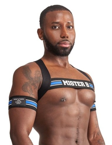 Harnais Élastique X-Back Noir-Bleu | FetishXplore