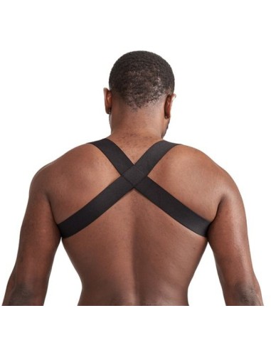 Harnais Élastique X-Back Noir-Bleu | FetishXplore