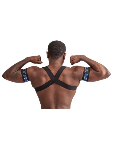 Harnais Élastique X-Back Noir-Bleu | FetishXplore