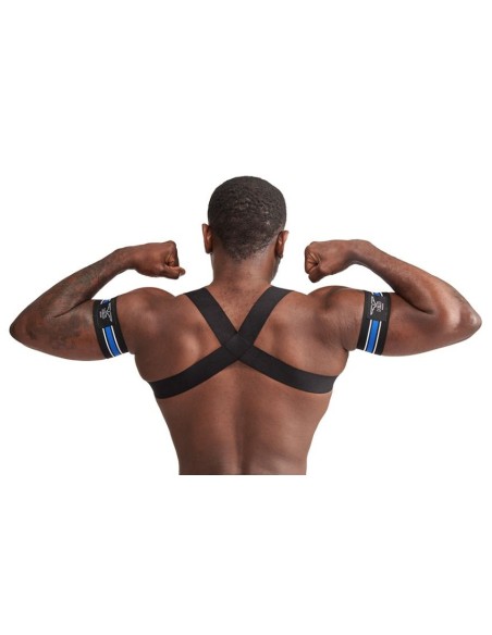 Harnais Élastique X-Back Noir-Bleu | FetishXplore