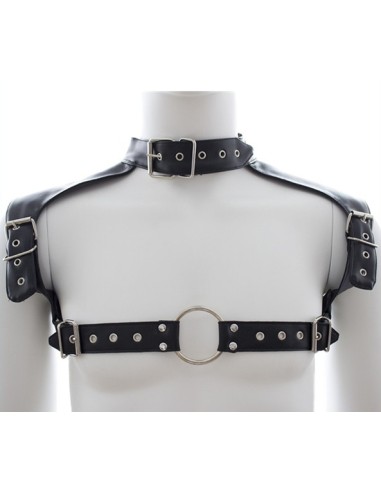 Harnais et Collier Optor Noir | FetishXplore