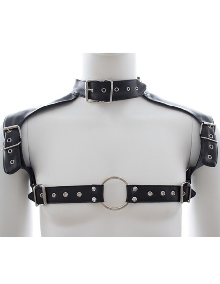 Harnais et Collier Optor Noir | FetishXplore
