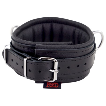Collier Rembourré en Cuir 3 Anneaux en "D" Noir