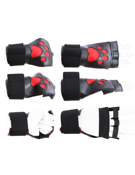 Gants Puppy Dog Paw Noir-Rouge | FetishXplore