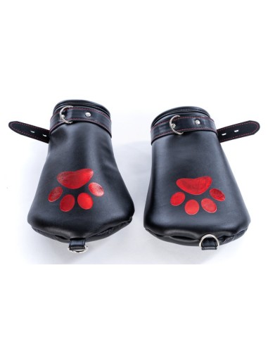 Mitaines Dog Paw Noir-Rouge | FetishXplore