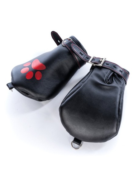 Mitaines Dog Paw Noir-Rouge | FetishXplore