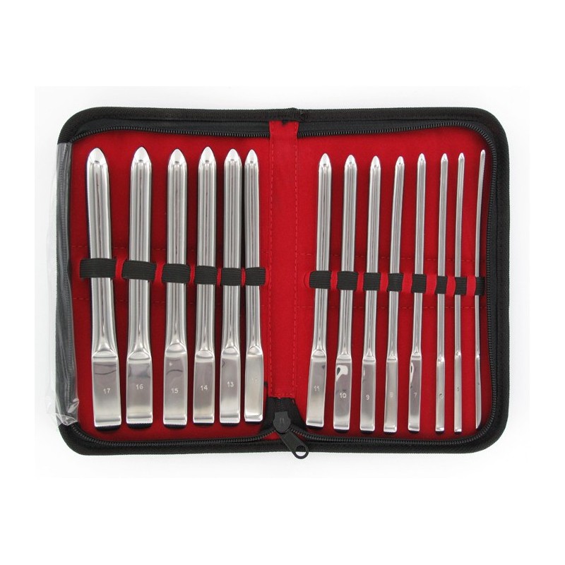 Set of 14 urethra rods 13cm - 4 to 17mm