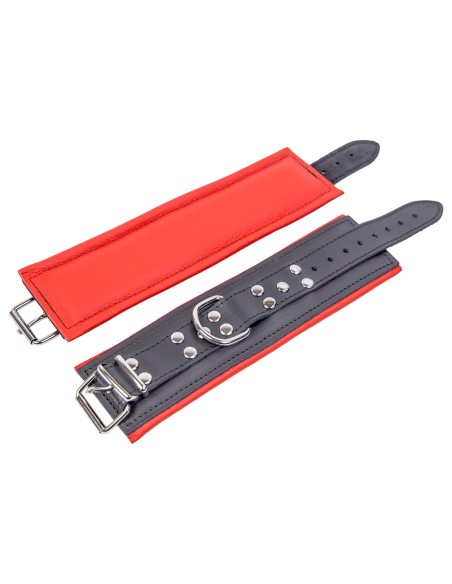 Menottes Rembourrées cuir Noir-Rouge - THE RED / Fetishxplore