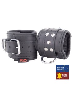 Menottes Rembourrées en Cuir Noir - The Red | FetishXplore