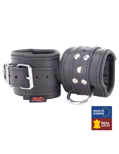 Menottes Rembourrées en Cuir Noir - The Red | FetishXplore