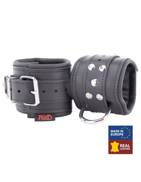 Menottes Rembourrées en Cuir Noir - The Red | FetishXplore