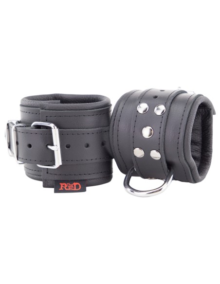 Menottes Rembourrées en Cuir Noir - The Red | FetishXplore