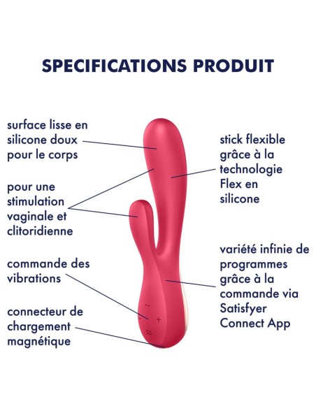 Rabbit Connecté Mono Flex Satisfyer Rose | FetishXplore