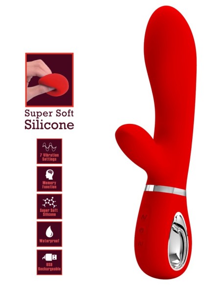 Vibro Rabbit Thomas 11 x 3.8cm Rouge | FetishXplore