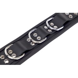 Collier en Cuir Noir avec Anneaux 2