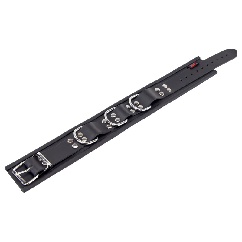 Collier en Cuir Noir avec Anneaux