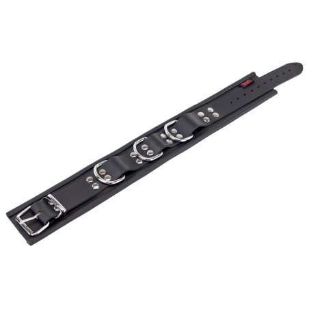Collier en Cuir Noir avec Anneaux