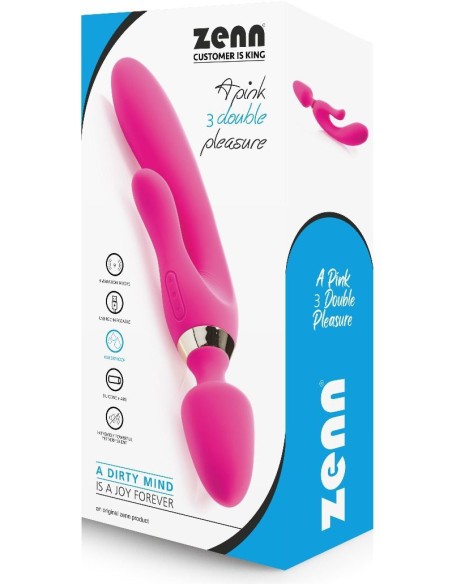 Vibro Wand Three Double 12.5 x 4cm Rose Zenn | FetishXplore