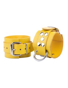 Menottes en Cuir Ultra Jaunes BDSM - The Red Ajustables | FetishXplore