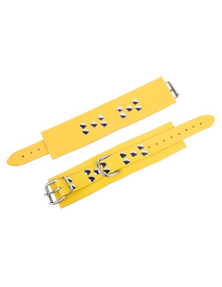 Menottes en Cuir Ultra Jaunes BDSM - The Red Ajustables | FetishXplore