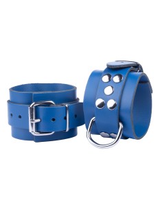 Menottes en Cuir Ultra Bleues BDSM - The Red  | FetishXplore