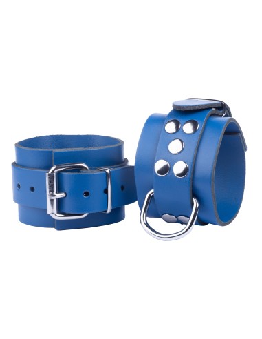 Ultra Blue Leather Handcuffs