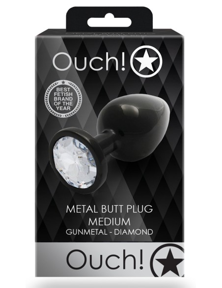 Bijou anal Round Gem M 7 x 3.3 cm Black-transparent