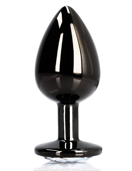 Bijou anal Round Gem M 7 x 3.3 cm Black-transparent