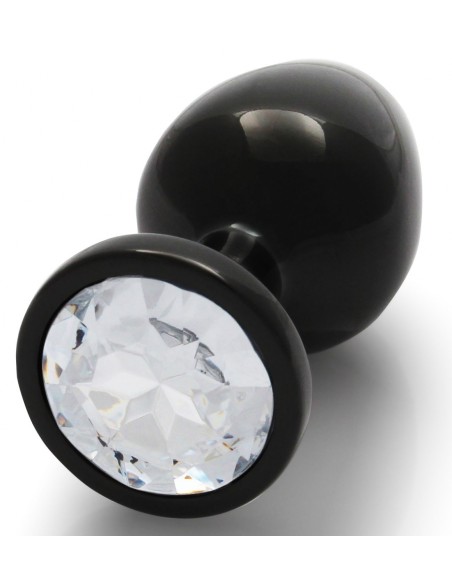 Bijou anal Round Gem M 7 x 3.3 cm Black-transparent