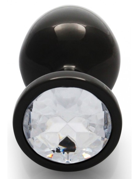 Bijou anal Round Gem M 7 x 3.3 cm Black-transparent