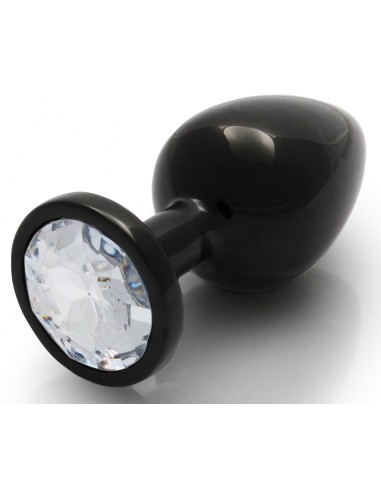 Bijou anal Round Gem M 7 x 3.3 cm Black-transparent