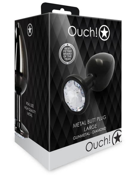 Bijou anal Round Gem L 8 x 4cm Black-Transparent