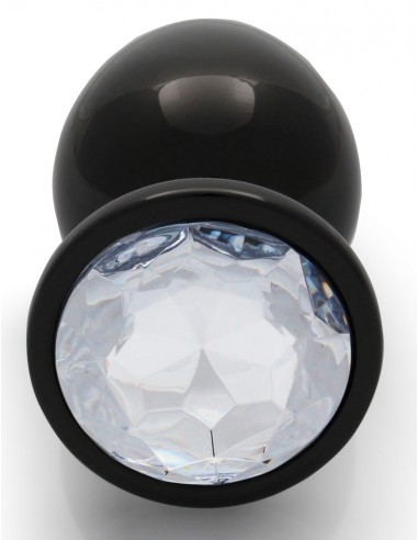 Bijou anal Round Gem L 8 x 4cm Black-Transparent