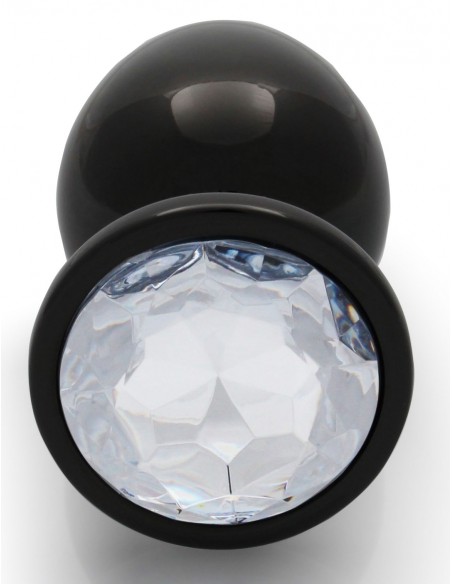 Bijou anal Round Gem L 8 x 4cm Black-Transparent