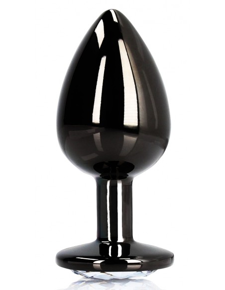 Bijou anal Round Gem L 8 x 4cm Black-Transparent