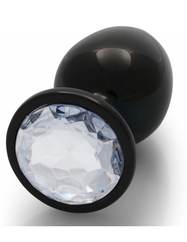 Bijou anal Round Gem L 8 x 4cm Black-Transparent