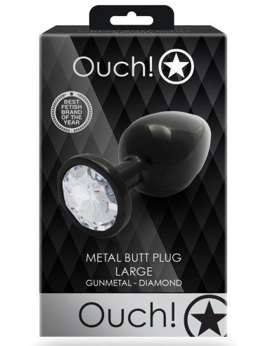 Bijou anal Round Gem L 8 x 4cm Black-Transparent