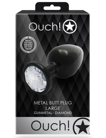 Bijou anal Round Gem L 8 x 4cm Black-Transparent