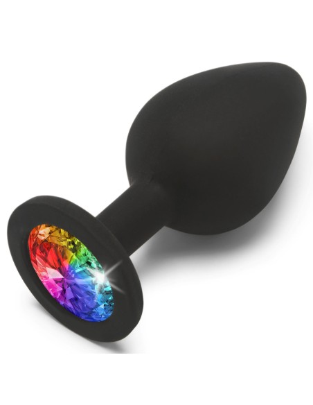 Plug Bijou Anal Rainbow M 7 x 3.5cm Noir & Multicolore | FetishXplore