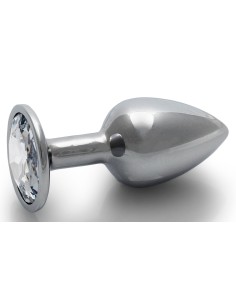 Bijou Anal Round Gem S 6 x 2.6cm Argenté Transparent | FetishXplore