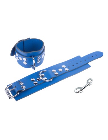 Ultra Blue Leather Handcuffs