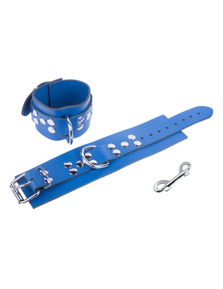 Ultra Blue Leather Handcuffs