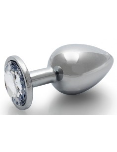 Bijou Anal Round Gem M 7 x 3.3cm Argenté Transparent | FetishXplore