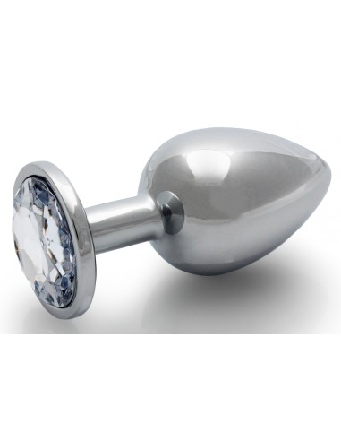 Bijou anal Round Gem M 7 x 3.3 cm Silver-Transparent