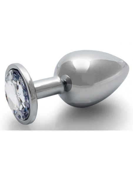 Bijou anal Round Gem M 7 x 3.3 cm Silver-Transparent
