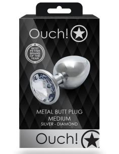 Bijou Anal Round Gem M 7 x 3.3cm Argenté Transparent | FetishXplore 2